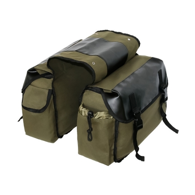 Пара боковых сумок Canvas Green 28L для мотоцикла, велосипеда-3